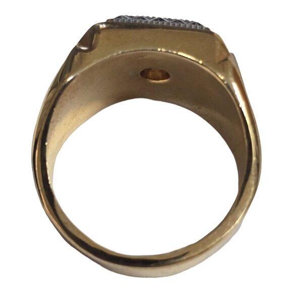 Vintage Men's ESPO Ring 14K Gold GE 2 Tone Cubic Zirconia Square Setting - Picture 10 of 14